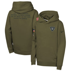 Youth Las Vegas Raiders Nike Olive 2025 Salute to Service Club Fleece Hoodie