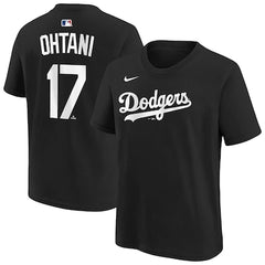 Youth Los Angeles Dodgers Shohei Ohtani Nike Black Name & Number T-Shirt
