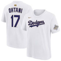 Youth Los Angeles Dodgers Shohei Ohtani Nike White 2026 Gold Collection Name & Number T-Shirt