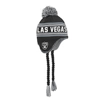 Youth Las Vegas Raiders Outerstuff Black Jacquard Tassel Knit Hat with Pom