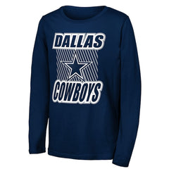 Youth Dallas Cowboys Outerstuff Navy Never Settle Long Sleeve T-Shirt