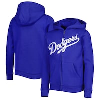 Youth Los Angeles Dodgers Royal Wordmark Full-Zip Fleece Hoodie