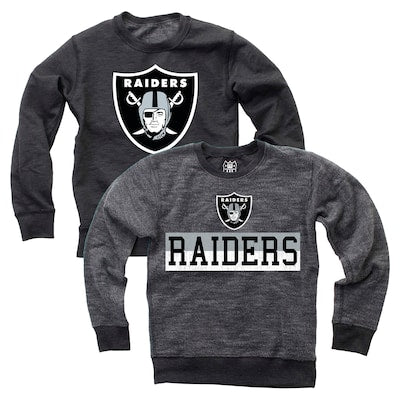 Youth Las Vegas Raiders  Wes & Willy Black Reversible Fleece Pullover Sweatshirt